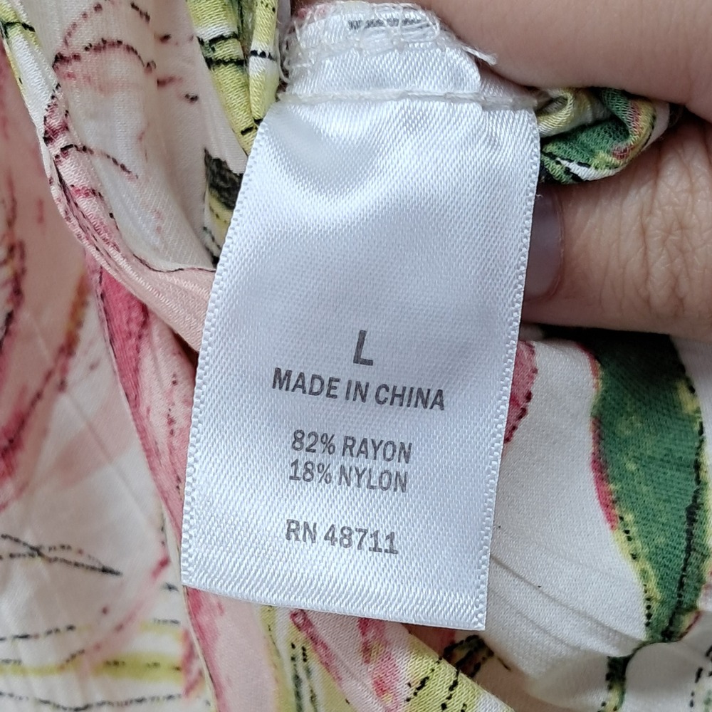 Ophelia Roe Womens Pink Green Tropical Palm Leaf Halter Midi Dress Large NWT 240 - Picture 5 of 9